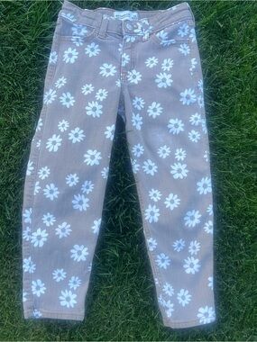 abercrombie kids Tan Jeans with White Daisy Print